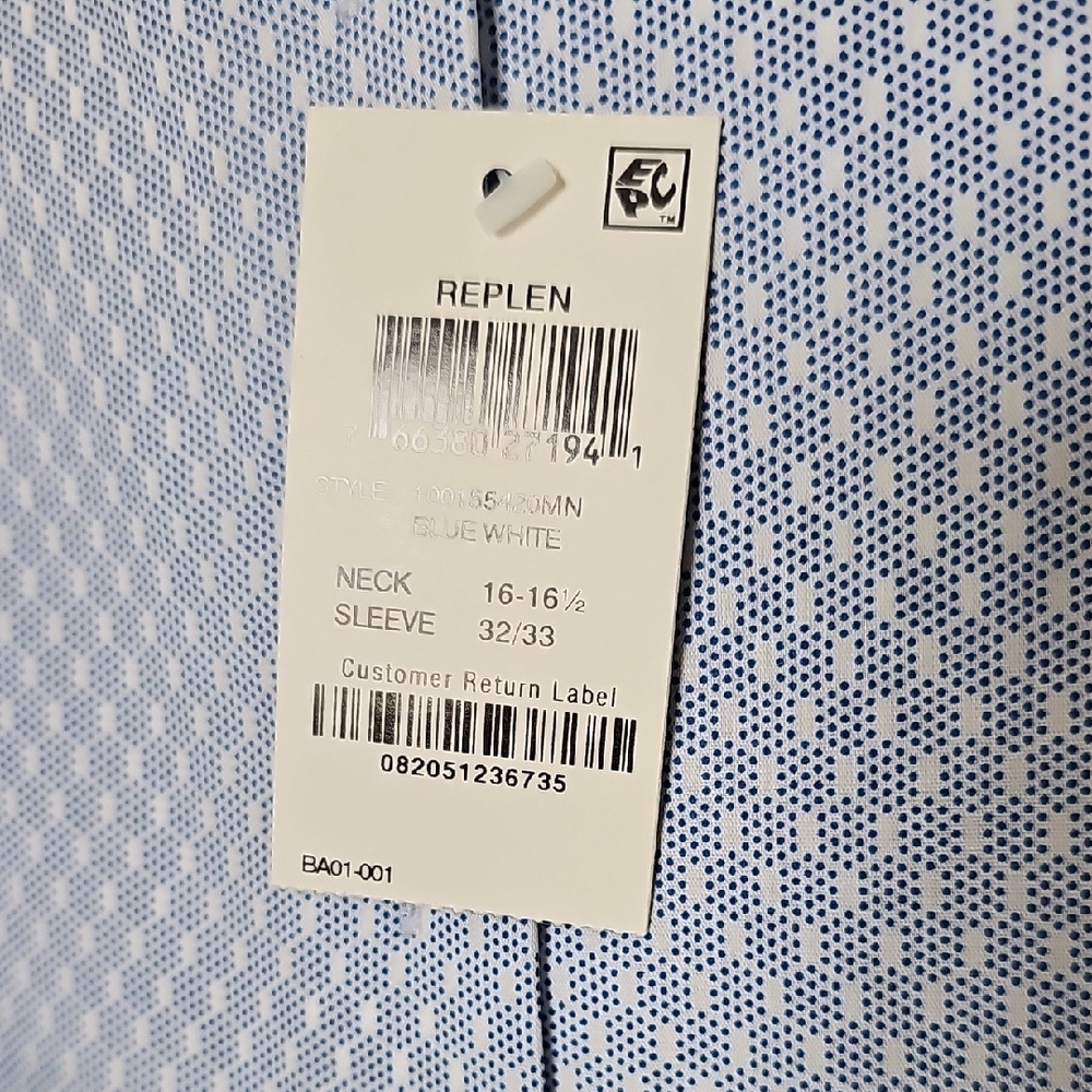 Alfani Alfatech Men's Light Blue Geometric Dress Shirt NWT Large 16-16.5 - Picture 6 of 7